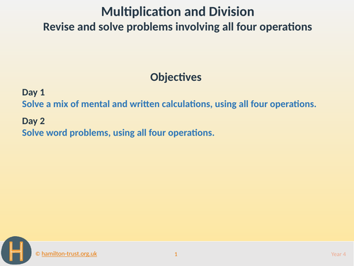 Revise and solve problems involving all four operations - Teaching Presentation - Year 4