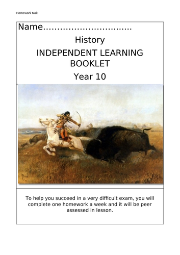 GCSE Homework booklet 1 YEAR 10 (3 year course) | Teaching Resources