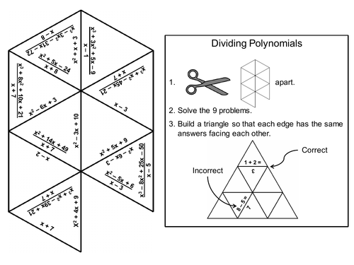 Dividing Polynomials Game: Math Tarsia Puzzle | Teaching Resources