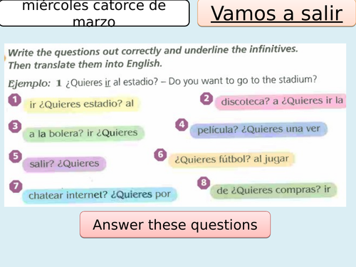 Mira 2 - Unit 2 - Vamos a salir - 5 lessons- 67 PowerPoint slides