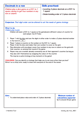 Add/subt 0.1s & 0.01s; measures problems - Problem-Solving Investigation - Year 4