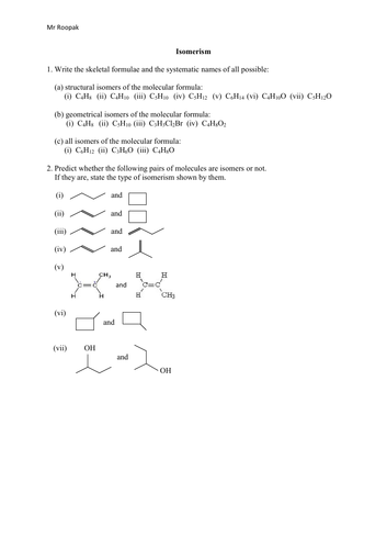 a level year 1 chemistry worksheets teaching resources