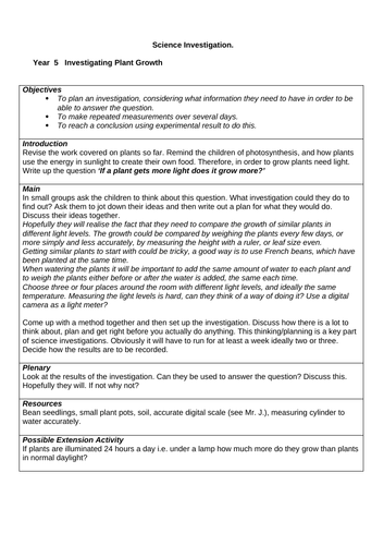 Science Investigations Lesson Plans | Teaching Resources