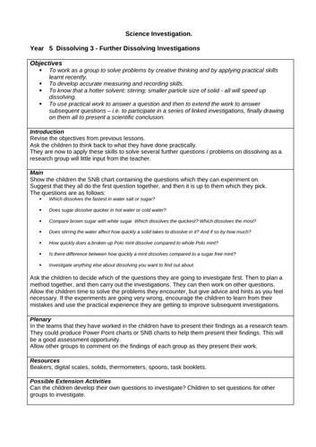 Science Investigations Lesson Plans | Teaching Resources