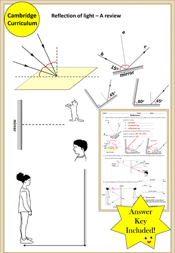 Reflection of light- A review Worksheet | Teaching Resources