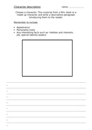 Character description worksheet by ResourcesForYou | Teaching Resources