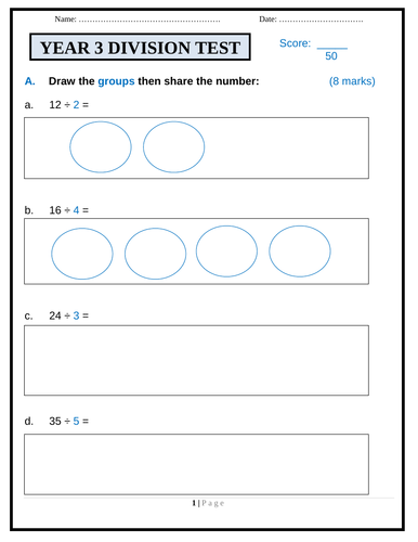 Year 3 Division Test