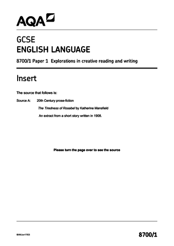 aqa-english-language-paper-1-the-tiredness-of-rosabel-exam