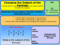 Subject of the Formula by IanBrennan | Teaching Resources