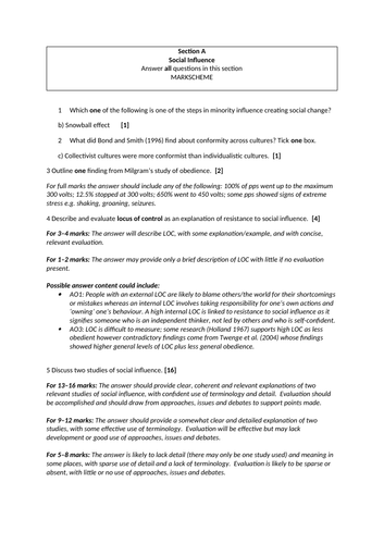 aqa psychology research methods past paper questions
