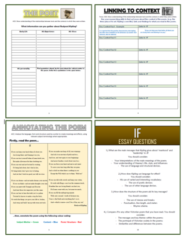 If - Rudyard Kipling - Comprehension Activities Booklet! | Teaching ...