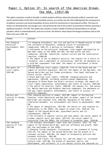 In search of the American Dream: USA 1917-1996 (AS/A Level Paper 1) - course outline