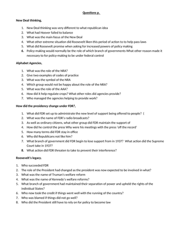 Lesson 5 & 6 - FDR and the New Deal A Level edexcel