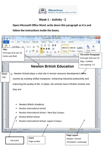 ms word practical assignment for students