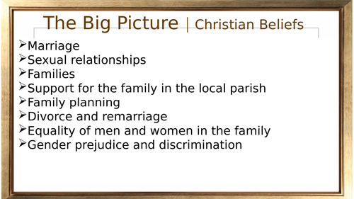 Edexcel GCSE (9-1) Religious Studies Spec B - Marriage and the Family. Section 2. Area of study 1.