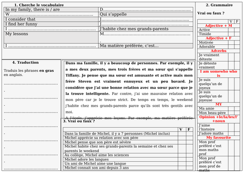 KS3 - French Allez 1 Mon monde perso (grammar - revision)