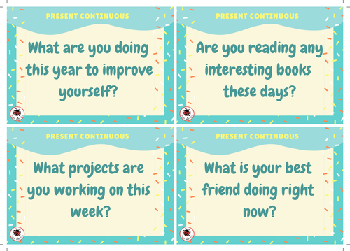 Present Simple Present Continuous Conversation Cards Canoeracing uk