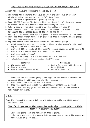 Lesson 3 - women's rights in 1960s USA