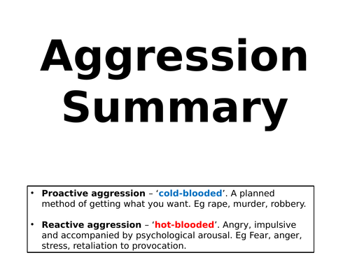AQA Psychology - Aggression Revision / Summary