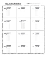 long division worksheets teaching resources