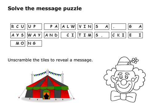 Solve the message puzzle about the Circus