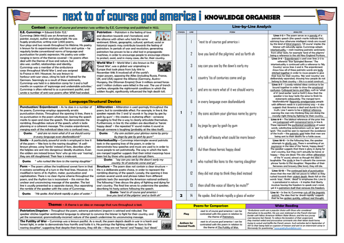 next to of course america i - Knowledge Organiser/ Revision Mat!