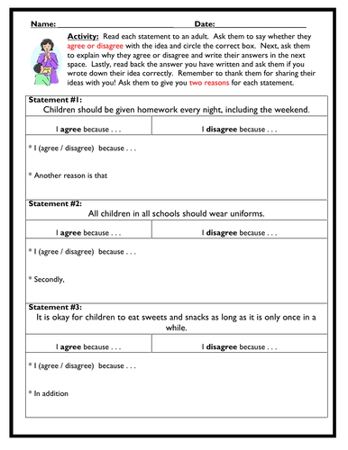 What is YOUR Opinion? - Homework or Class Activity | Teaching Resources