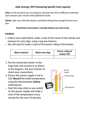 1.1.6 Specific heat capacity (AQA 9-1 Synergy)