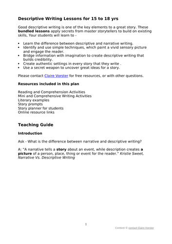 Descriptive Writing Lessons, Examples & Essay Help for 14 to 18 yrs ...