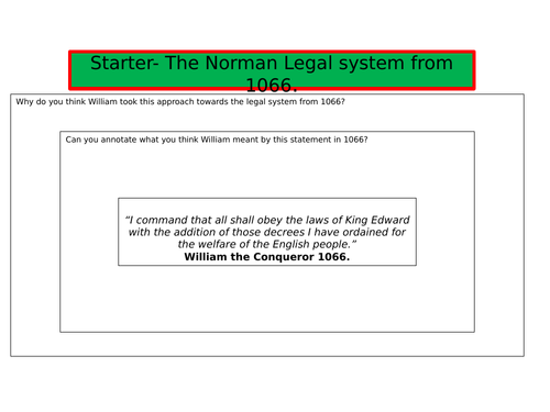 Changes to the Legal System under William I