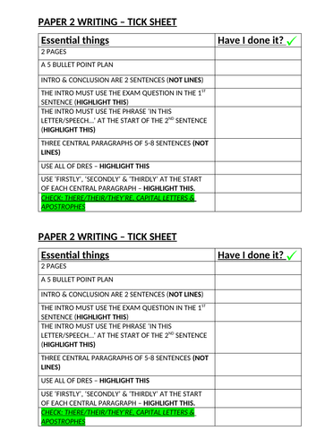 esl essay checklist