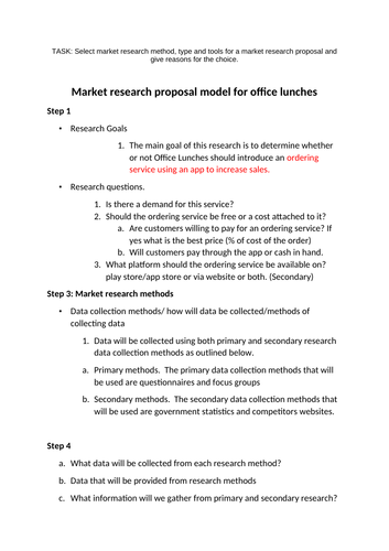 unit 5 marketing and market research model assignment