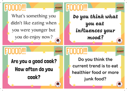 ESL Conversation - Let's talk about Food! Great practice for teens and ...