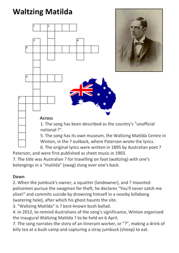 Waltzing Matilda Crossword