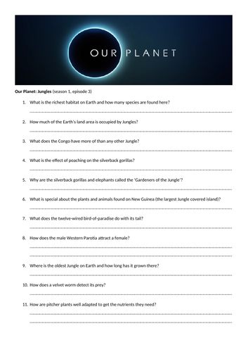Our Planet Jungles Worksheet Answers