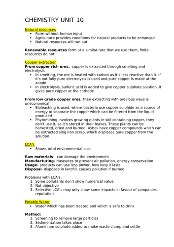 Chemistry AQA GCSE topic 10 WITH required practicals