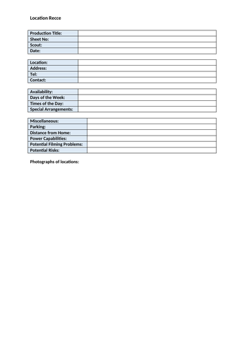 Film Making Pre-production Documents (19 Documents Forms) + 7 Multi 