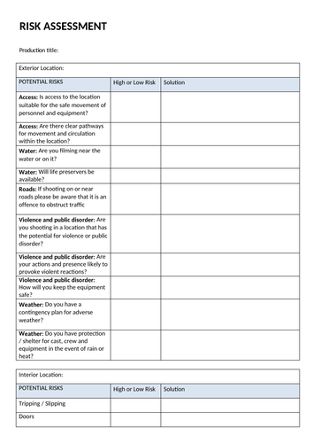 Film Making Pre-Production Documents (19 Documents/Forms) + 7 Multi ...