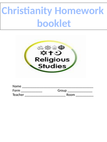Christianity work booklet Religious Studies