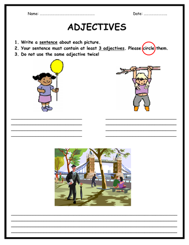 Adjectives Worksheets