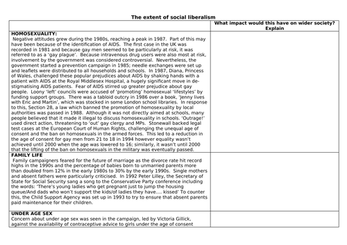 AQA 7042 Britain 2S - the extent of social liberalism under Major