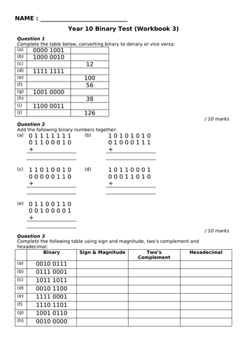 Binary - 6 Lesson Workbook and Resources (easy to use!) | Teaching ...