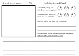 KS1 Hand Puppet Evaluation Sheet Differentiated | Teaching Resources