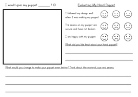 KS1 Hand Puppet Evaluation Sheet Differentiated | Teaching Resources