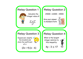 Maths Revision Relay for KS3 and KS4 | Teaching Resources