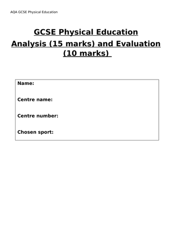 gcse pe coursework evaluation example aqa