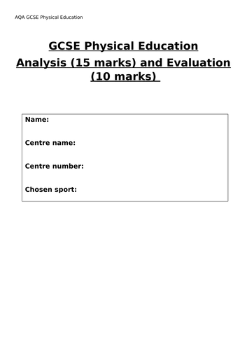 aqa pe a level coursework exemplar