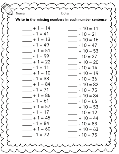 Year 1/ Year 2 - Adding and subtracting 10 and 1 Maths worksheets KS1 ...