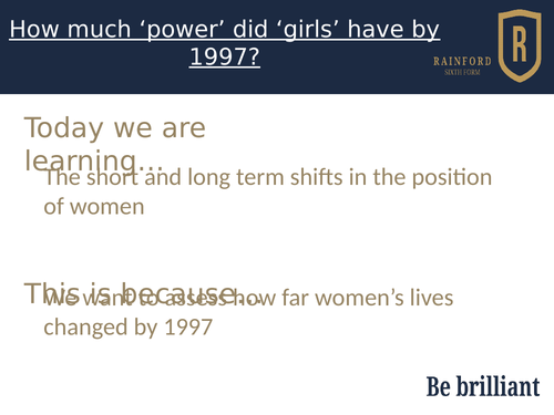 AQA 7042 Britain 2S - position of women by 1997 (girl power)