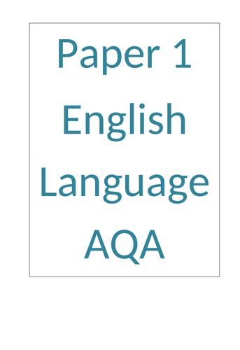 Revision Booklet: AS Level AQA English Language Paper 1 | Teaching ...